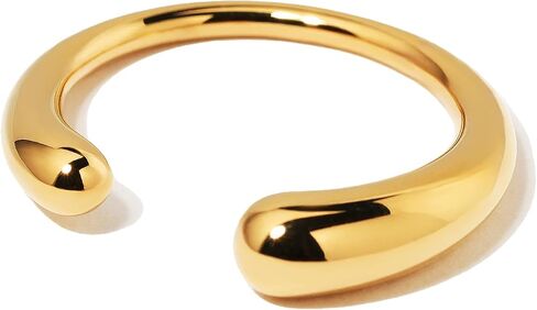 Stackable Ring for Women, Non-Tarnish Waterproof Open Cuff Ring in 18K Gold Plated and Silver Tone, Jewelry-Grade Stainless Steel, Size 7 in Saudi Arabia