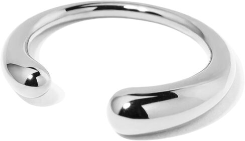 Stackable Ring for Women, Non-Tarnish Waterproof Open Cuff Ring in 18K Gold Plated and Silver Tone, Jewelry-Grade Stainless Steel, Size 7 in Saudi Arabia