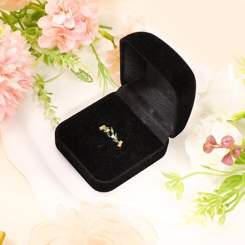 Adjustable Open Rings for Women, Cubic Zirconia Leaf Ring Stackable Rings Elegant Leaf Ring Jewelry Gift for Birthday Mother's Day in Kuwait