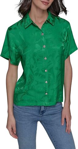 Karl Lagerfeld Women's Short Sleeve Whimsy Loose Fun Blouse in Kuwait