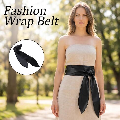 Wide Belt Stretchy Black Corset Belt for Women, Leather Wrap Obi Belts Vintage Fashion Elastic Wide Waist Belts for Dress in Saudi Arabia