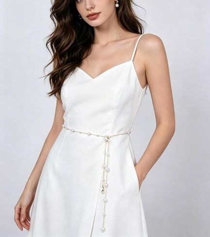 Faux Pearl Waist Chain Belt, Adjustable Decorative Pearl Belt Fashion Body Chain Accessories for Women Dress in Saudi Arabia