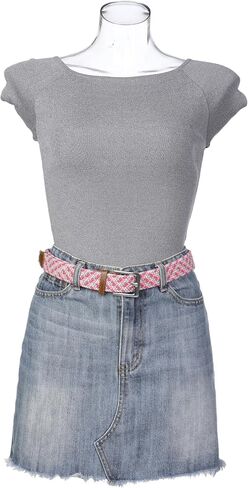 Unisex Braided Stretch Belts, Multicolored Elastic Woven Golf Jean Belt Waistband for Men and Women in Kuwait