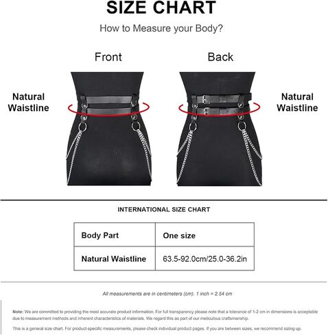 Adjustable PU Leather Double-Layer Chain Belt for Women, Punk Goth Waist Harness with Alloy Chains, Fashion Statement Accessory for Dresses & Outfits (Fit Waist 25.0-36.2in) in Saudi Arabia