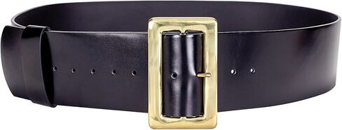 Black, Santa Belt with 3-1/2" Polished Solid Brass Buckle, Genuine Leather, Santa Belts for Men in Saudi Arabia