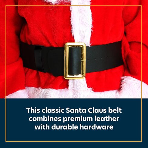Black, Santa Belt with 3-1/2" Polished Solid Brass Buckle, Genuine Leather, Santa Belts for Men in Saudi Arabia