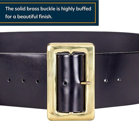 Black, Santa Belt with 3-1/2" Polished Solid Brass Buckle, Genuine Leather, Santa Belts for Men in Saudi Arabia