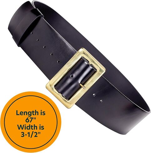 Black, Santa Belt with 3-1/2" Polished Solid Brass Buckle, Genuine Leather, Santa Belts for Men in Saudi Arabia