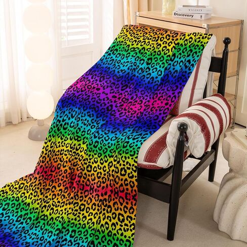 Erosebridal Rainbow Leopard Print Couch Cover Colorful Animal Print Sofa Cover for Men Women Teens Gradient Cheetah Texture Couch Protector Ombre Aesthetic Art Sofa Slipcover,71" X 91" in Kuwait