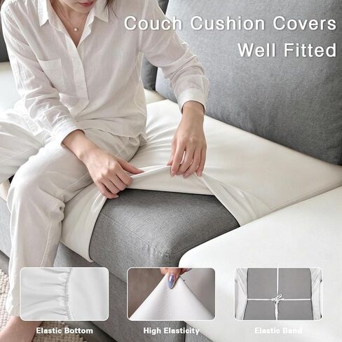 PU Leather Individual Couch Cushion Covers for Sectional Sofa Waterproof Stretch Sofa Cushion Slipcovers Wear-Resistant Sectional Couch Seat Covers for Pets (3 Seat+3 Back Cover S, White) in Kuwait