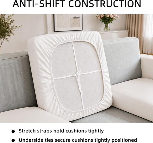 PU Leather Individual Couch Cushion Covers for Sectional Sofa Waterproof Stretch Sofa Cushion Slipcovers Wear-Resistant Sectional Couch Seat Covers for Pets (3 Seat+3 Back Cover S, White) in Kuwait
