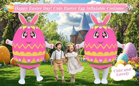 Super Funny Easter Inflatable Bunny Costume Egg Blow-up for Adult Halloween Christmas Party Pink Easter Egg in Saudi Arabia