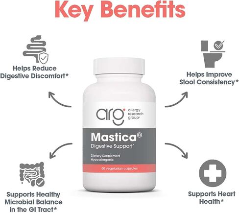 Allergy Research Group ARG Mastica Digestive Support - Supports Digestive Comfort - Delivers 1000 mg Chios Mastic Gum Resin per Serving - Vegetarian & Hypoallergenic - 30 Servings - 60 Capsules in Saudi Arabia