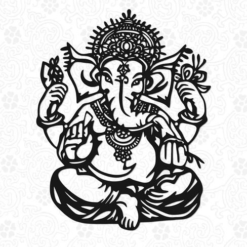 Slickss Gold Ganesha Wall Decor, Hindu Lord Ganapati Metal Wall Art - Indian Wall Decor for Pooja Room, Festival, Living Room, Unique Spiritual Gift & Home Decoration in Saudi Arabia
