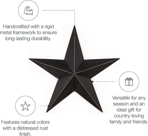 CWI Gifts Metal Barn Star - 24" Galvanized Hanging Star - Farmhouse Wall Decor - Black - 1 in Saudi Arabia