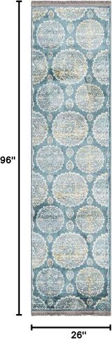 Rugs.com - Paragon Rug – 8 Ft Runner Gray and Blue Easy-Clean Rug – Ideal for Hallways, Kitchens, and Entryways in Kuwait