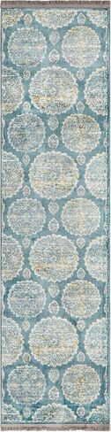 Rugs.com - Paragon Rug – 8 Ft Runner Gray and Blue Easy-Clean Rug – Ideal for Hallways, Kitchens, and Entryways in Kuwait