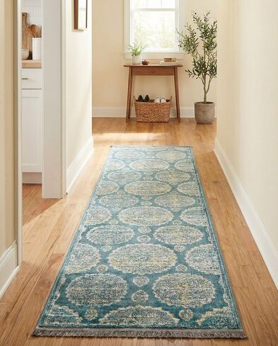 Rugs.com - Paragon Rug – 8 Ft Runner Gray and Blue Easy-Clean Rug – Ideal for Hallways, Kitchens, and Entryways in Kuwait