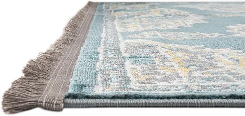 Rugs.com - Paragon Rug – 8 Ft Runner Gray and Blue Easy-Clean Rug – Ideal for Hallways, Kitchens, and Entryways in Kuwait