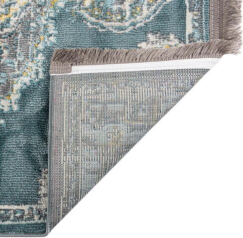 Rugs.com - Paragon Rug – 8 Ft Runner Gray and Blue Easy-Clean Rug – Ideal for Hallways, Kitchens, and Entryways in Kuwait
