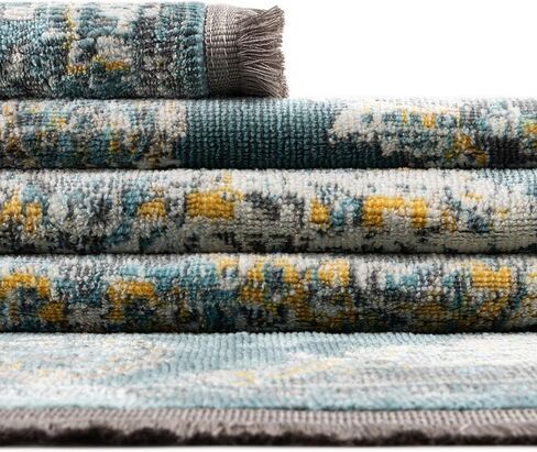 Rugs.com - Paragon Rug – 8 Ft Runner Gray and Blue Easy-Clean Rug – Ideal for Hallways, Kitchens, and Entryways in Kuwait