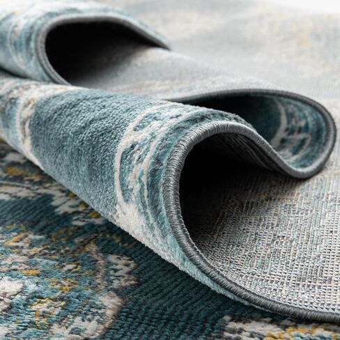 Rugs.com - Paragon Rug – 8 Ft Runner Gray and Blue Easy-Clean Rug – Ideal for Hallways, Kitchens, and Entryways in Kuwait