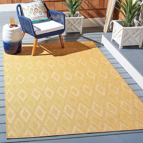 SAFAVIEH Courtyard Collection 6'7" x 9'6" Gold CY8522 Indoor/ Outside Waterproof Easy cleansingPatio Backyard Mudroom Area Mat in Kuwait