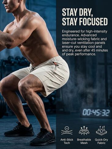 2 Pack Mens 7 Inch Athletic Shorts, Quick Dry Gym Workout Shorts with Zipper Pockets, Perforated Running Tennis Hiking in Saudi Arabia
