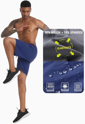 2 Pack Mens 7 Inch Athletic Shorts, Quick Dry Gym Workout Shorts with Zipper Pockets, Perforated Running Tennis Hiking in Saudi Arabia