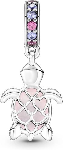PANDORA Murano Glass Pink Sea Turtle Dangle Charm - Compatible Moments Bracelets - Jewelry for Women - Gift for Women - Made with Sterling Silver & Man-Made Crystal in Kuwait