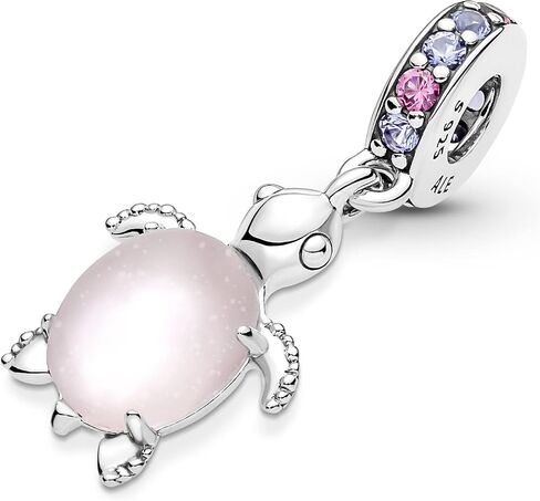 PANDORA Murano Glass Pink Sea Turtle Dangle Charm - Compatible Moments Bracelets - Jewelry for Women - Gift for Women - Made with Sterling Silver & Man-Made Crystal in Kuwait