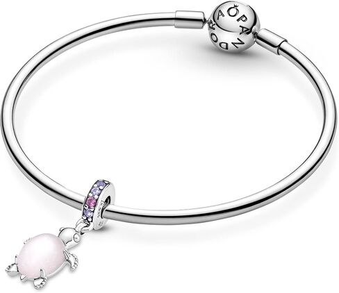PANDORA Murano Glass Pink Sea Turtle Dangle Charm - Compatible Moments Bracelets - Jewelry for Women - Gift for Women - Made with Sterling Silver & Man-Made Crystal in Kuwait