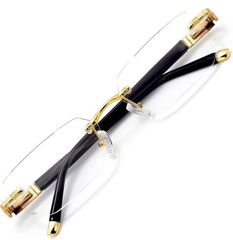 HIGHLIKE Rimless Reading Glasses, Spring Hinge Readers, Diamond Cut Edge Design Blue Light Glasses in Kuwait
