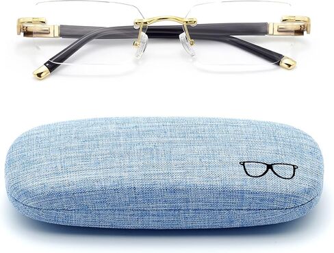 HIGHLIKE Rimless Reading Glasses, Spring Hinge Readers, Diamond Cut Edge Design Blue Light Glasses in Kuwait