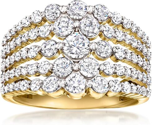 Ross-Simons 1.80 ct. t.w. CZ Multi-Row Ring in 18kt Gold Over Sterling in Kuwait