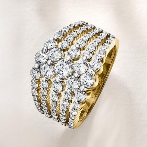 Ross-Simons 1.80 ct. t.w. CZ Multi-Row Ring in 18kt Gold Over Sterling in Kuwait