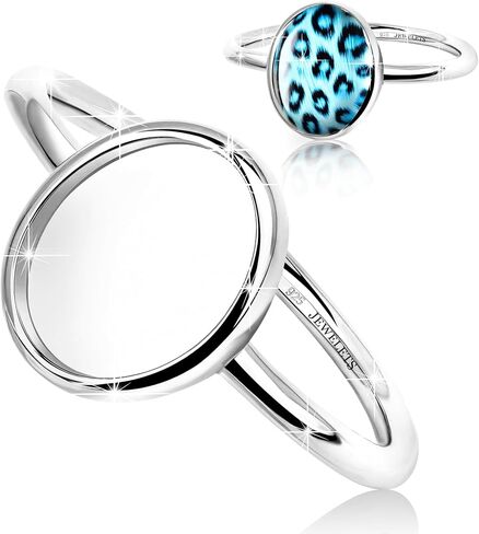 925 Sterling Silver 8x10 mm Oval Bezel Cup Ring Blank – Rhodium Plated Minimalist Ring Base for Breast Milk Jewelry, Keepsakes, Resin Art and Custom Cabochon Creations for Women in Saudi Arabia