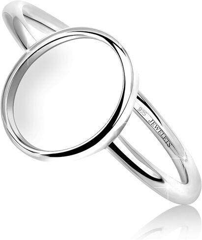925 Sterling Silver 8x10 mm Oval Bezel Cup Ring Blank – Rhodium Plated Minimalist Ring Base for Breast Milk Jewelry, Keepsakes, Resin Art and Custom Cabochon Creations for Women in Saudi Arabia