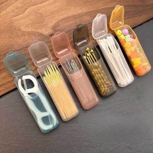 6 Pieces Mini Portable Storage Box Random Colors, PP Plastic Small Parts Organizer with Compartments, Multi-Purpose Travel Case for Toothpicks Pills Floss Jewelry in Kuwait