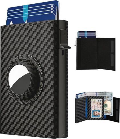 Slim RFID Blocking Wallet for Men, Minimalist Airtag Card Holder Mens Wallet, Leather Trifold Front Pocket Wallets for Men, Cash Slot, ID Window in Kuwait