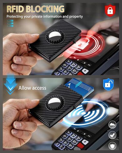 Slim RFID Blocking Wallet for Men, Minimalist Airtag Card Holder Mens Wallet, Leather Trifold Front Pocket Wallets for Men, Cash Slot, ID Window in Kuwait