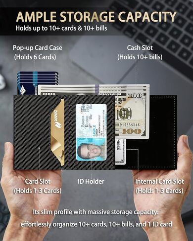 Slim RFID Blocking Wallet for Men, Minimalist Airtag Card Holder Mens Wallet, Leather Trifold Front Pocket Wallets for Men, Cash Slot, ID Window in Kuwait