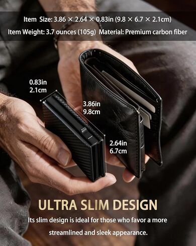 Slim RFID Blocking Wallet for Men, Minimalist Airtag Card Holder Mens Wallet, Leather Trifold Front Pocket Wallets for Men, Cash Slot, ID Window in Kuwait