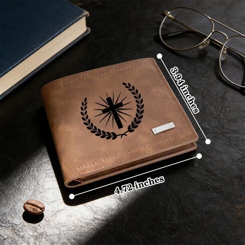 Aelciyue Birthday Gifts for Sons Adult - Graduation Fathers Day Long Distance Christmas Valentines Day Gifts for Son from Mom Dad Graduation Gift Christian Keepsake Personalized Leather Wallet for Men in Saudi Arabia