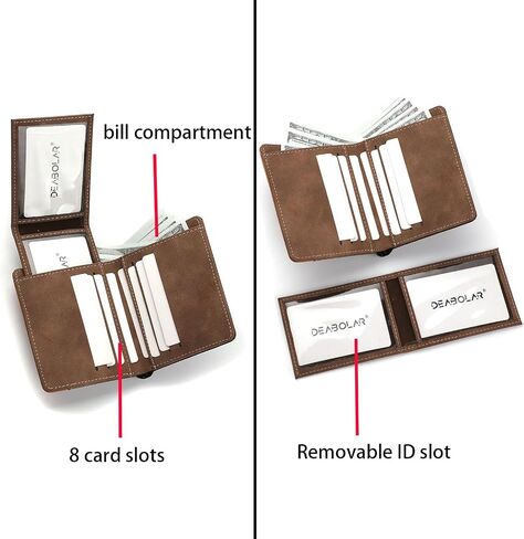 Men's Bifold PU Leather Wallet, RFID Blocking Credit Card Holder, Handcrafted Color Blocking Wallet, Fashion Multi Card Holder Wallet with Zipper Coin Pocket and ID Window(Brown & Black) in Kuwait