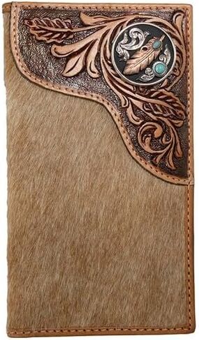 Nocona Belt Co. Men's Feather Concho Calf Hair Leather Rodeo Wallet in Kuwait