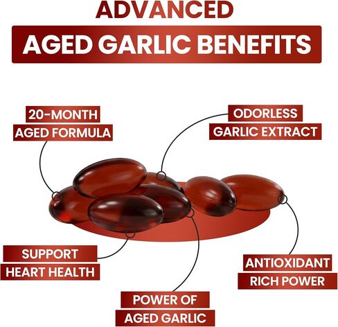 Resilia Odorless Aged Garlic Extract 600 mg softgels with CoQ10 Ubiquinol and Vitamin K2 (as MK-7), 20-Month Matured Garlic, 120 Softgel (Pack 2) in Kuwait