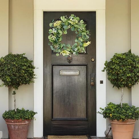 Eucalyptus Green Wreath for Front Door, Artificial Eucalyptus Leaves Spring Summer Wreath for Door Wedding Wall Window Festival Farmhouse Garden Home Decor (50cm) in Saudi Arabia