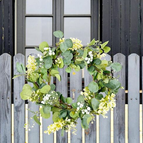 Eucalyptus Green Wreath for Front Door, Artificial Eucalyptus Leaves Spring Summer Wreath for Door Wedding Wall Window Festival Farmhouse Garden Home Decor (50cm) in Saudi Arabia