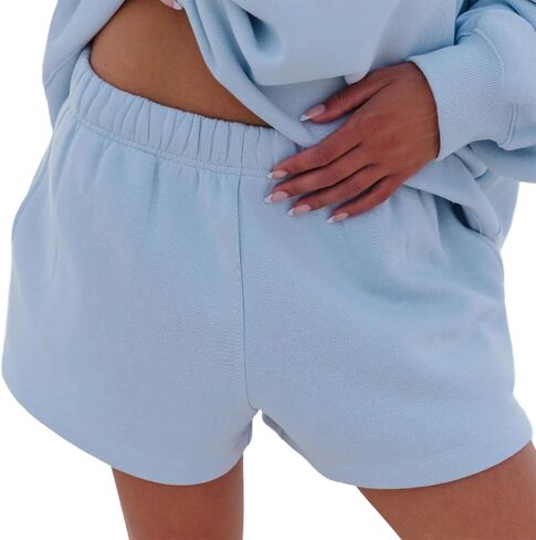 Aopwsrlyi Women Teen Girls Cute Sweat Shorts Casual Loose Fit Elastic Drawstring Waist Lounge Micro Shorts with Pockets in Kuwait